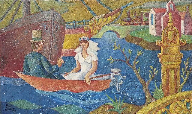 Louis Schrikkel | De bruidsvaart, olieverf op doek, 30,2 x 50,0 cm, gesigneerd l.o. en te dateren ca. 1940