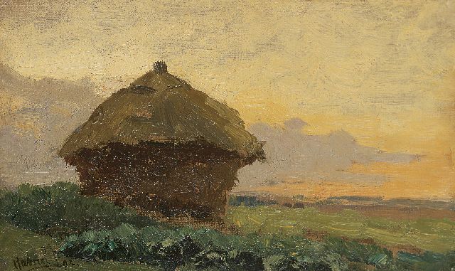 Constan Gabriel | Hooischelf, olieverf op doek op paneel, 15,4 x 24,6 cm, gesigneerd l.o. en gedateerd '92
