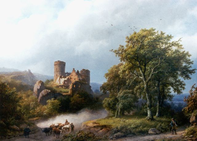 Barend Cornelis Koekkoek | Opkomende storm, olieverf op paneel, 35,4 x 47,2 cm, gesigneerd l.o. en gedateerd 1857