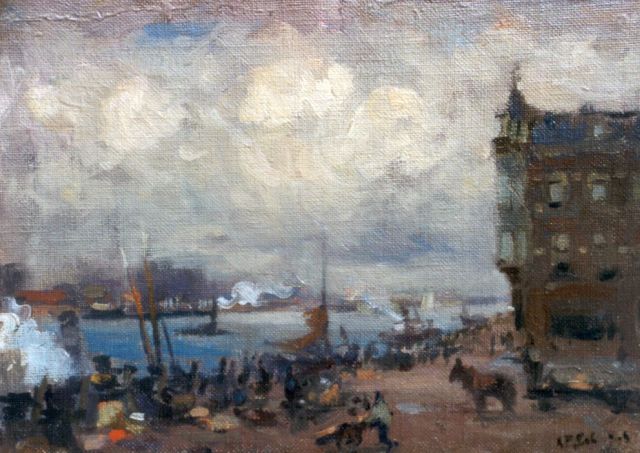 A.P. Schotel | De Merwedekade in Dordrecht, olieverf op doek op schildersboard, 16,7 x 24,0 cm, gesigneerd r.o.