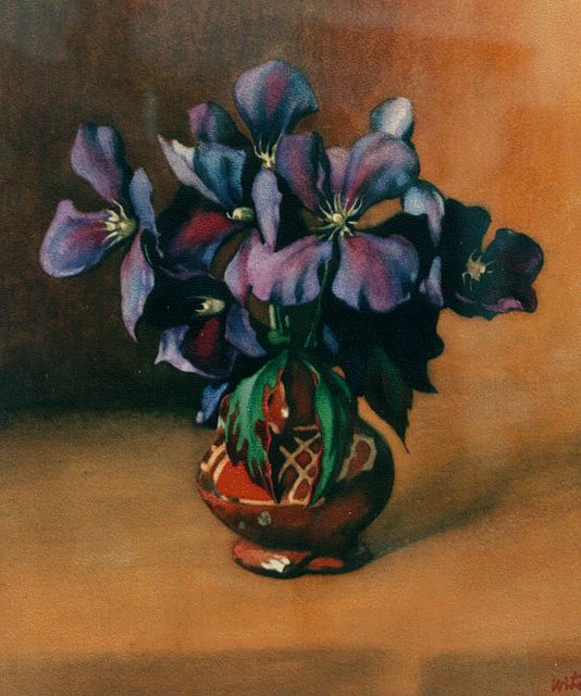 Willem Witsen | Bloemstilleven met clematis, aquarel op papier, 52,0 x 43,0 cm, gesigneerd r.o.
