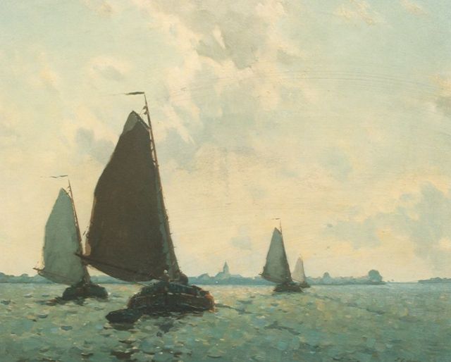 Ydema E.  | Op naar Oudega, olieverf op doek 64,0 x 76,0 cm, gesigneerd r.o.