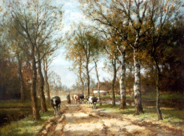 Cor Bouter | Op weg naar de stal, olieverf op doek, 60,2 x 80,5 cm, gesigneerd l.o. 'C. Verschuur'