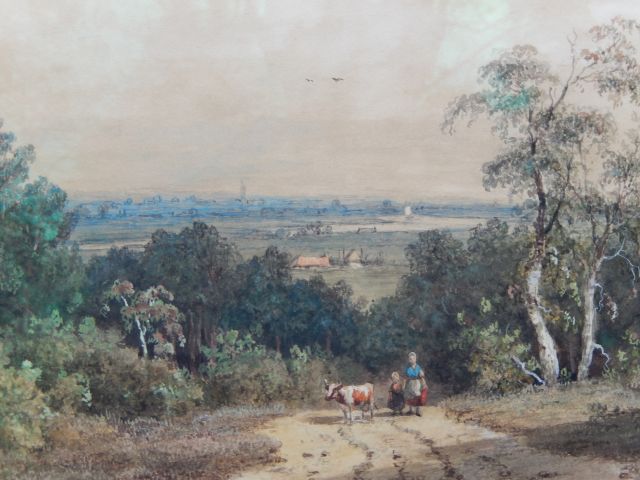 Johannes Pieter van Wisselingh | Gezicht op de Rijn vanaf de Duno, aquarel op papier, 23,0 x 33,0 cm, gesigneerd r.o.