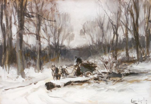 Louis Apol | Houtsprokkelaar, aquarel en gouache op papier, 16,9 x 24,3 cm, gesigneerd r.o.