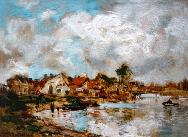 Johan Hendrik van Mastenbroek | Stadsgezicht, olieverf op paneel, 11,7 x 16,0 cm, gesigneerd l.o.