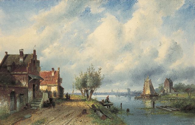 Charles Leickert | Zomers rivierlandschap, olieverf op doek, 64,7 x 100,6 cm, gesigneerd r.o. en gedateerd '79