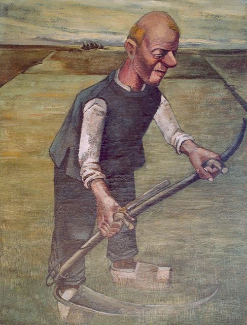 Henk Krijger | De maaier, olieverf op doek, 91,4 x 69,7 cm, gesigneerd l.o. en gedateerd 1940