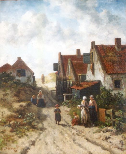 Salomon Verveer | Opgang naar het strand, Oud-Scheveningen, olieverf op paneel, 40,1 x 33,4 cm, gesigneerd l.o. en gedateerd '75