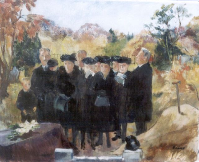 Josephine Bertha Elias | De begrafenis, olieverf op doek, 40,3 x 50,3 cm, gesigneerd r.o.