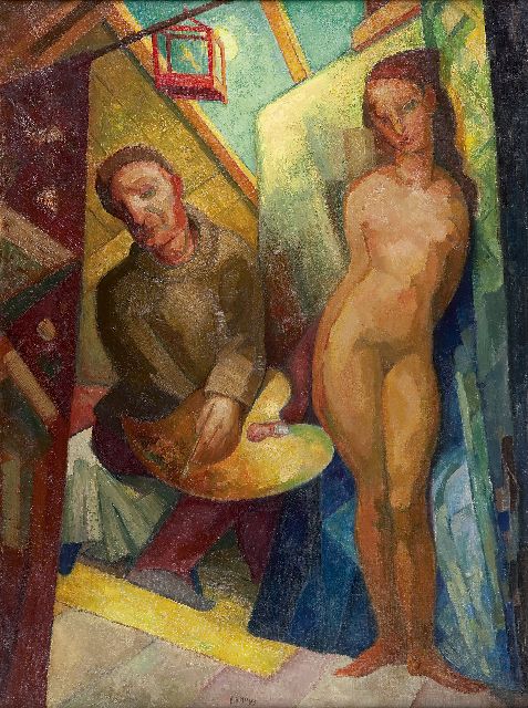 Hendrikus Jacobus Eshuijs | Op het atelier, olieverf op doek, 80,6 x 60,1 cm, gesigneerd m.o.