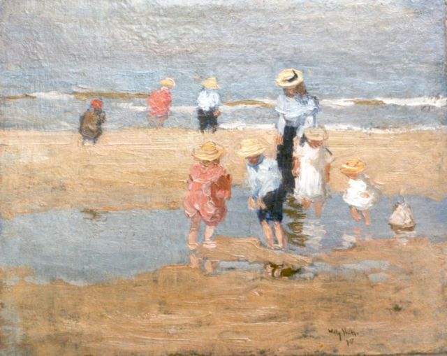 Willy Sluiter | Pootje baden, olieverf op doek op paneel, 23,0 x 29,0 cm, gesigneerd r.o. en gedateerd '98