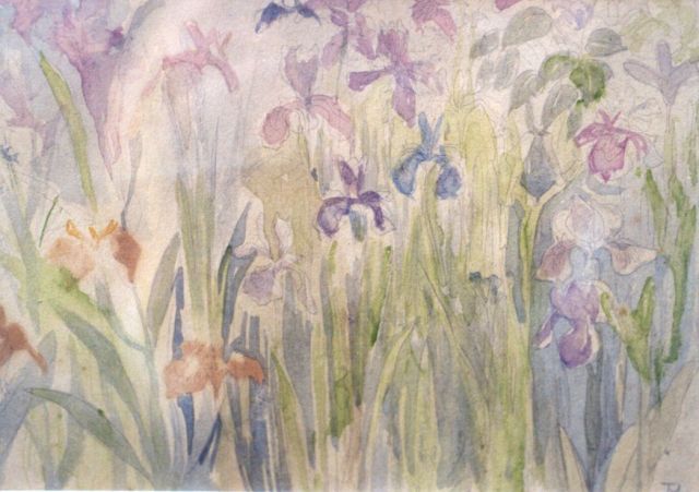 Theo van Hoytema | Bloemenveld, potlood en aquarel op papier, 13,5 x 19,0 cm, gesigneerd r.o. met monogram