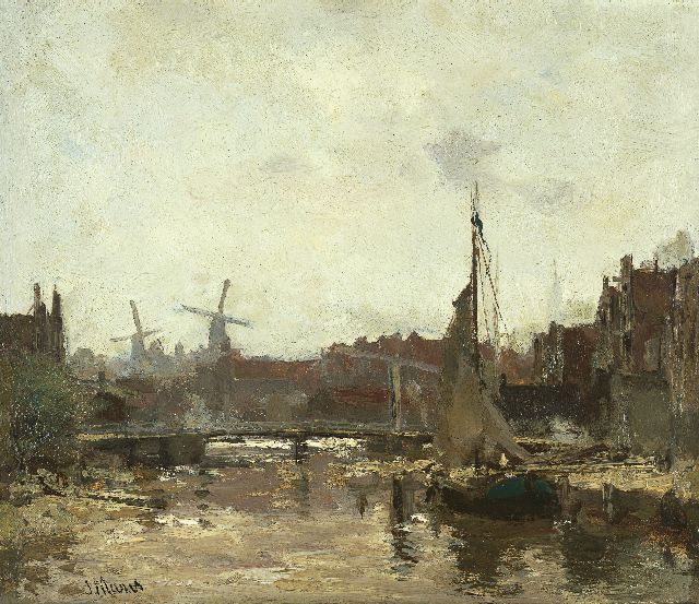 Jacob Maris | Gezicht op Schiedam, olieverf op paneel, 24,3 x 28,1 cm, gesigneerd l.o.