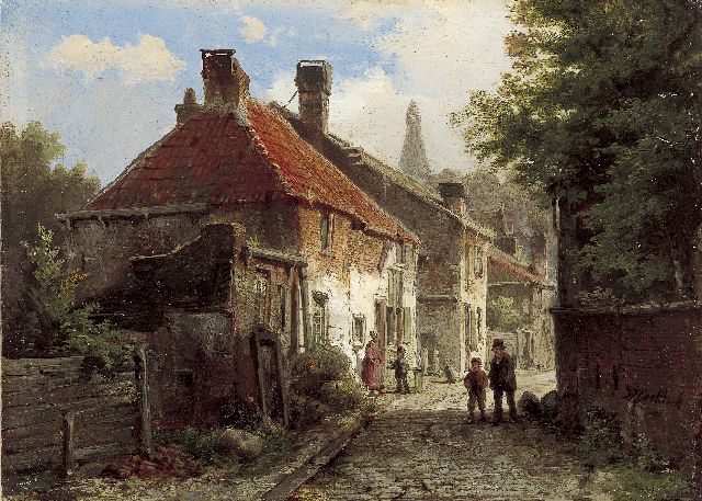 Willem Koekkoek | Straatje te IJsselstein, olieverf op paneel, 17,1 x 23,9 cm, gesigneerd r.o.