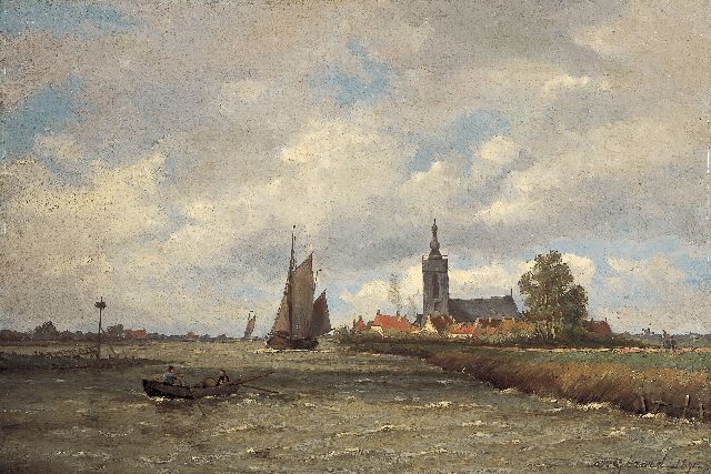 Gerard Koekkoek | Dorp aan het water, olieverf op doek, 40,7 x 60,5 cm, gesigneerd r.o. met 'J. Gérard' en gedateerd 1890
