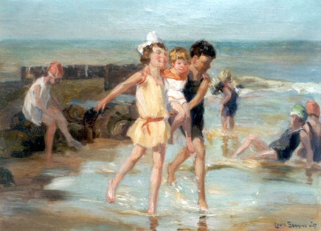 Louis Soonius | Kindervreugde, olieverf op doek, 30,4 x 40,5 cm, gesigneerd r.o. en verso en gedateerd '27