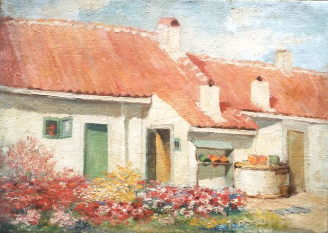Abraham van der Zee | Boerderij met bloementuin, olieverf op doek, 46,9 x 65,7 cm, gesigneerd l.o.