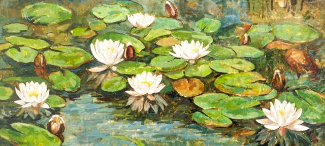 Frits ter Braake | Waterlelies, olieverf op doek, 45,1 x 95,2 cm, gesigneerd l.o.