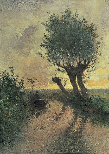 Constan Gabriel | Visser op poldersloot, olieverf op doek, 55,0 x 39,0 cm, gesigneerd l.o.