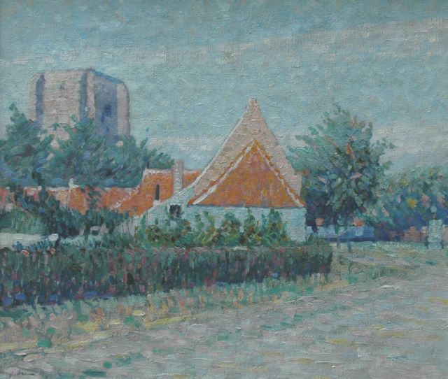 Alfons van Dijck | Gezicht op Sint Anna Ter Muiden, Zeeland, olieverf op doek, 38,2 x 44,2 cm, gesigneerd l.o.