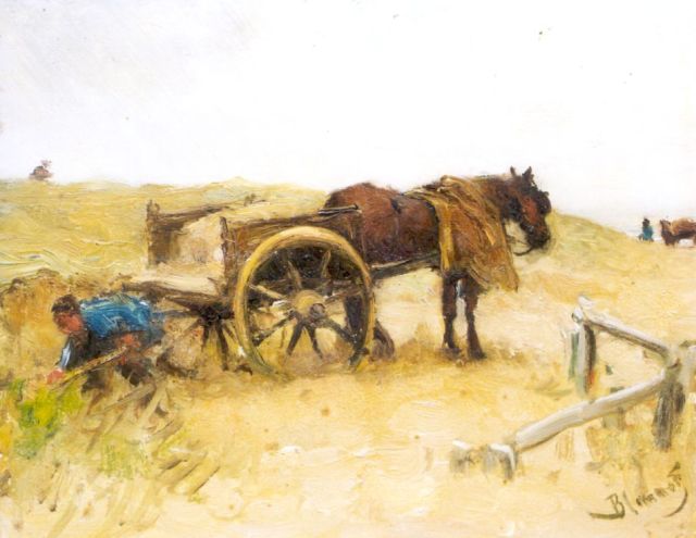 Bernard Blommers | Zandgraver, olieverf op paneel, 21,2 x 26,9 cm, gesigneerd r.o.