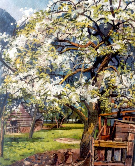 Herman Bieling | Bloesemboom, olieverf op doek, 54,9 x 46,5 cm, gesigneerd l.o. en gedateerd '50