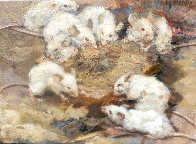 Cornelis Jan Mension | Muizenmaal, olieverf op paneel, 15,8 x 19,0 cm, gesigneerd r.b.