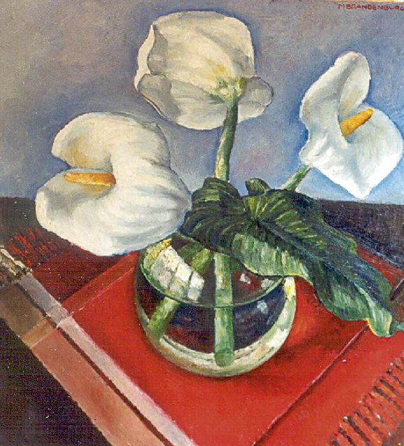 Machiel Brandenburg | Aronskelken, olieverf op doek, 73,3 x 67,3 cm, gesigneerd r.b. en gedateerd '35