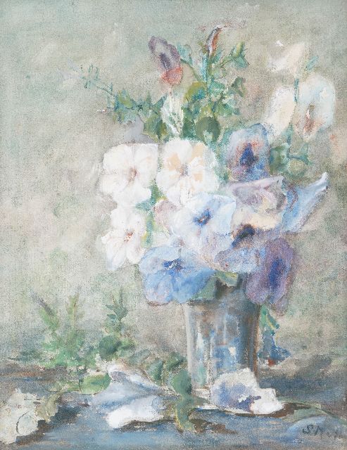 Sientje Mesdag-van Houten | Bloemstilleven, aquarel op papier, 56,4 x 43,9 cm, gesigneerd r.o. met initialen