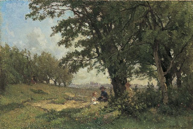 Johannes Evert Akkeringa | Zomerlandschap, olieverf op doek, 49,6 x 73,8 cm, gesigneerd r.o.