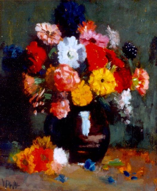 Gottfried van Pelt | Bloemstilleven, olieverf op schildersboard, 37,5 x 31,0 cm, gesigneerd l.o.