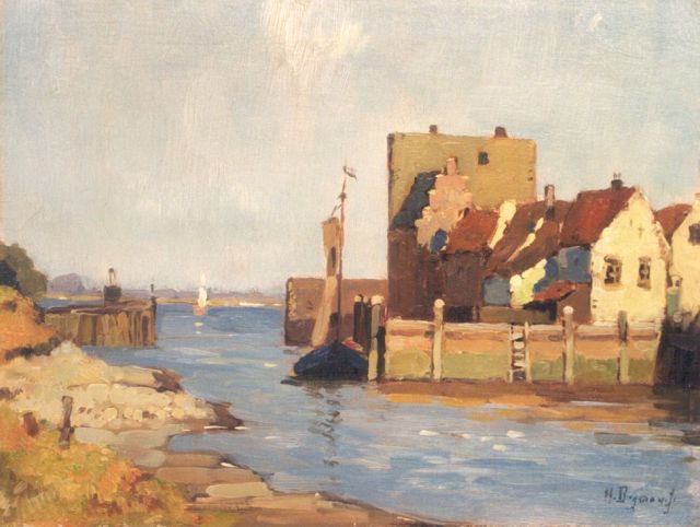 Herman Bogman jr. | Gezicht op Veere, olieverf op paneel, 18,2 x 23,9 cm, gesigneerd r.o.