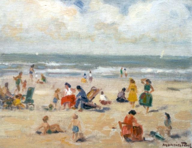 Maurice Paul | Strandvermaak, olieverf op doek, 28,1 x 35,8 cm, gesigneerd r.o.