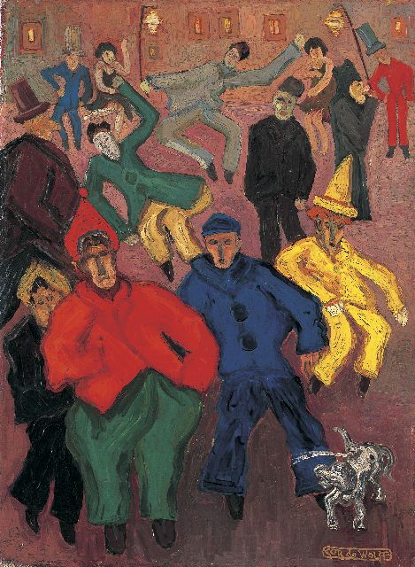 Cor de Wolff | Carnaval, olieverf op doek, 41,0 x 30,4 cm, gesigneerd r.o.