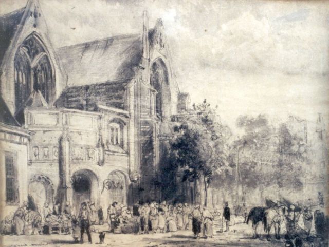Cornelis Springer | Amsterdam, houtskool op papier, 30,0 x 40,0 cm, gesigneerd r.o.