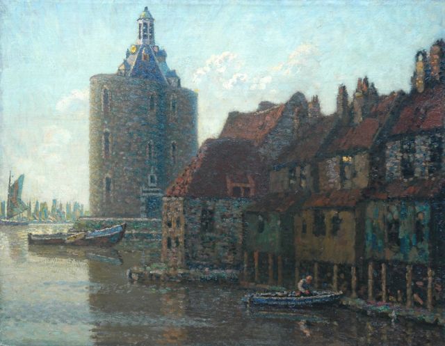 Reinier Sybrand Bakels | Avondstemming in Enkhuizen, olieverf op doek, 60,8 x 77,9 cm