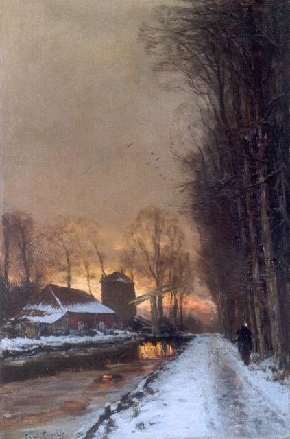 Louis Apol | Zonsondergang, olieverf op doek, 60,1 x 40,2 cm, gesigneerd l.o.