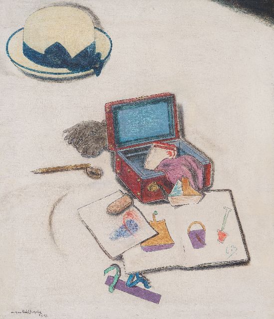 René Choprix | De eerste tekenles, olieverf op doek, 70,1 x 60,2 cm, gesigneerd l.o. en gedateerd 5-28