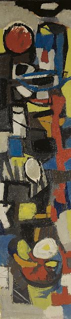 Theo Bitter | Het interieur, olieverf op doek, 190,3 x 45,5 cm, gesigneerd r.o. en op het spieraam en gedateerd 1956 op het spieraam