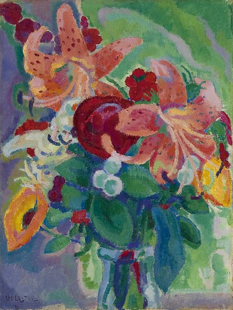 Leo Gestel | Bloemstilleven met tijgerlelies, olieverf op doek, 33,3 x 25,3 cm, gesigneerd l.o. en te dateren ca. 1912-1913
