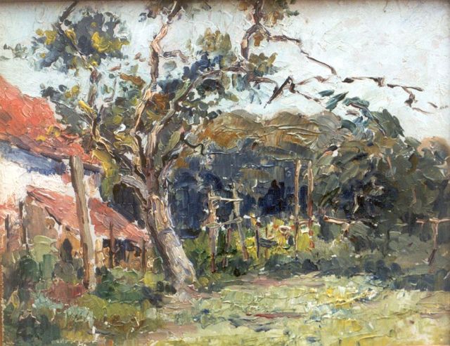 Jef de Pauw | Landschap met boerderij, olieverf op board, 18,0 x 22,5 cm