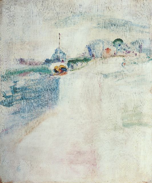 Job Hansen | Landschap, benzinerel op triplex, 60,6 x 50,3 cm, gesigneerd verso en gedateerd 12 juli 1934