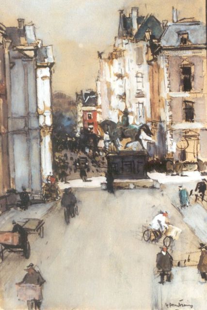 Floris Arntzenius | Noordeinde, Den Haag, pastel en aquarel op papier, 20,5 x 14,5 cm, gesigneerd r.o.
