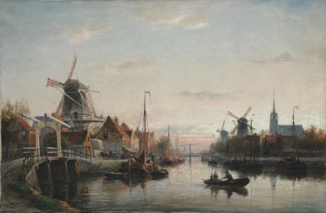 Christiaan Dommelshuizen | Maassluis bij avond, olieverf op doek, 52,2 x 79,1 cm, gesigneerd l.o. en gedateerd 1897