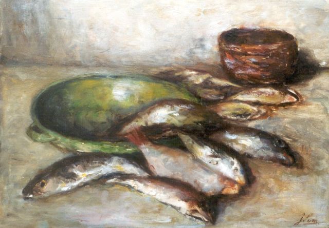 Coba Surie | Vissen, olieverf op doek, 50,0 x 70,2 cm, gesigneerd r.o.