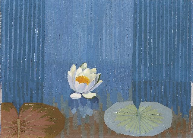 Dirk Smorenberg | Waterlelie, olieverf op doek, 39,3 x 54,4 cm, gesigneerd r.o. en gedateerd '23