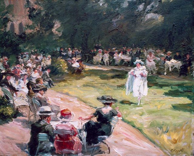 Paul Kapell | Parkconcert, olieverf op doek, 62,5 x 76,6 cm, gesigneerd r.o.