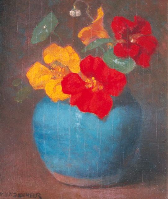 Marie Wandscheer | Oost-Indische kers in gemberpot, olieverf op paneel, 18,9 x 15,7 cm, gesigneerd l.o.