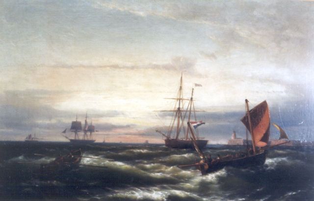 Koekkoek jr. H.  | Op stormachtige zee, olieverf op doek 58,4 x 91,7 cm, gesigneerd r.o.
